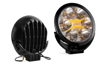 Фара LED дальнего света с черной рамкой и двухцветным габаритным огнем